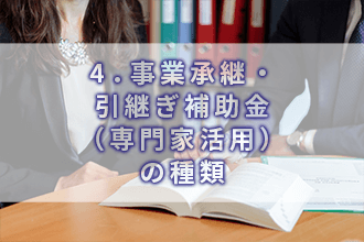 4．事業承継・引継ぎ補助金（専門家活用）の種類