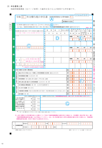 贈与税の申告サンプル