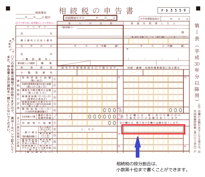 相続税の按分割合
