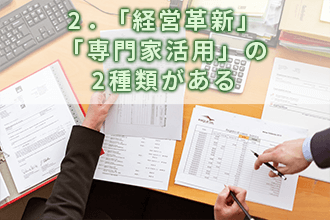 2．「経営革新」「専門家活用」の2種類がある