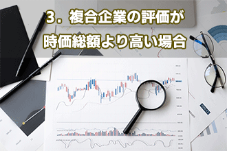 3．複合企業の評価が時価総額より高い場合